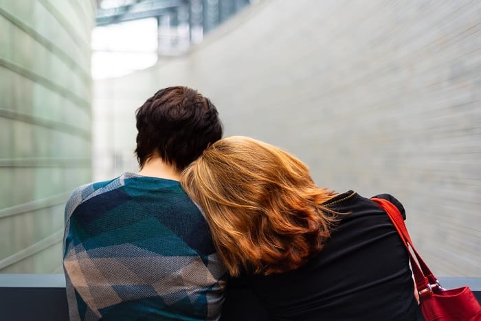 Couple leaning on each other at a drug and alcohol rehab in Herefordshire or near Herefordshire