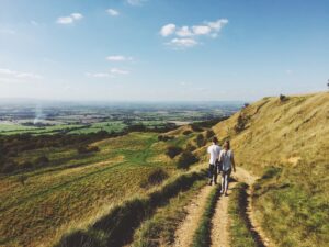 Couple walking outside after treatment at a drug and alcohol rehab in Stratford-upon-Avon