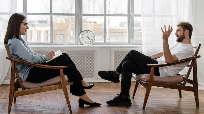 One-to-one therapy session in progress at a drug and alcohol rehab in Lancaster