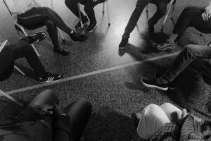 Group therapy - teens - black and white