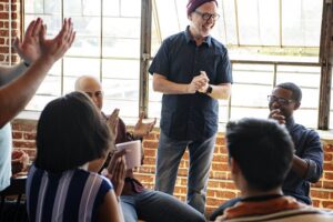 Diverse people in a support group