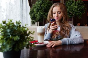 woman on her phone
