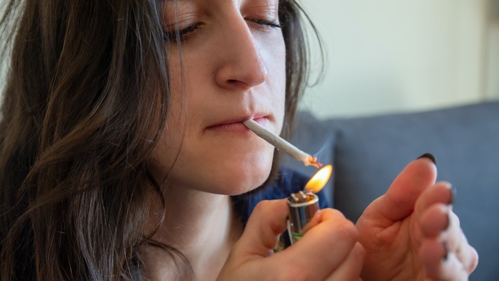 woman smoking cannabis