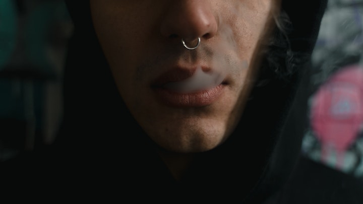 Example of a person smoking cocaine