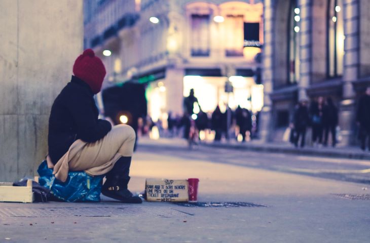 A homeless person