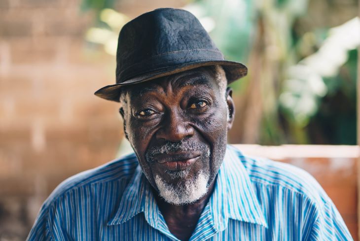 Old man smiling at the camera