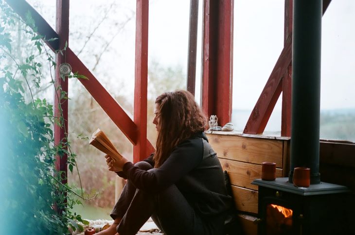 A girl reading a book