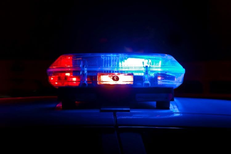 Emergency lights on a police car