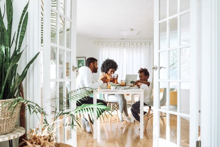 A family having dinner