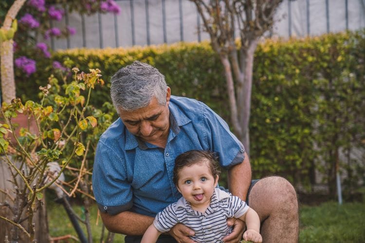 A man and child