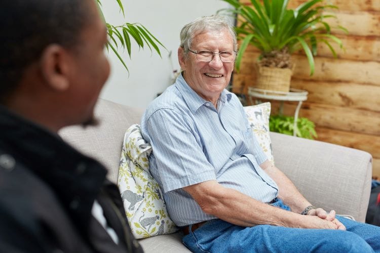An older man smiling receiving NHS Fentanyl addiction treatment