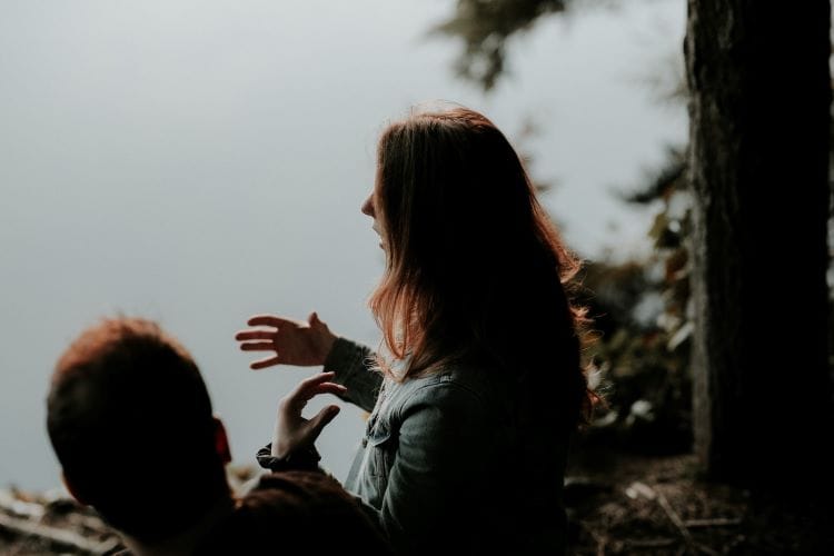 Two people having a chat
