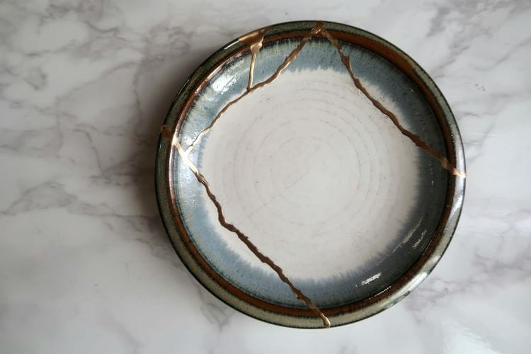 A kintsugi plate
