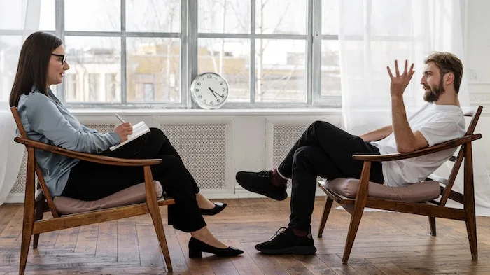 Therapy session in progress for mental health treatment