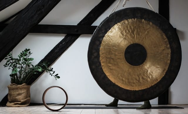 Example of a gong used during gong bath therapy at rehab