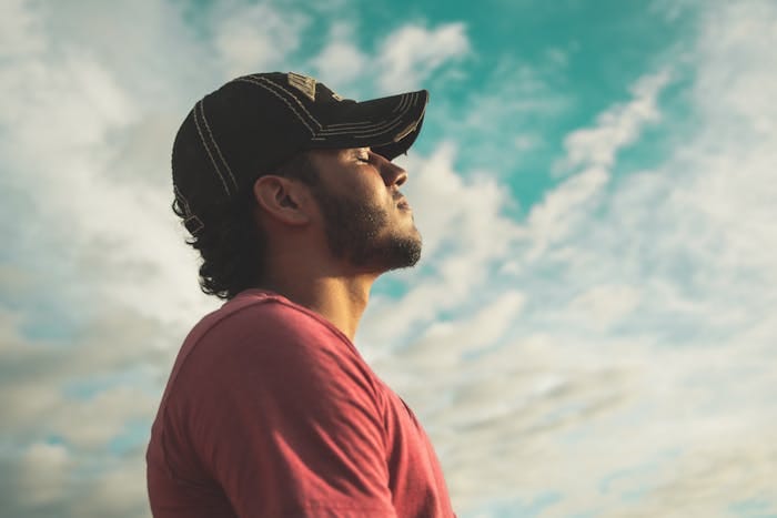 A man breathing