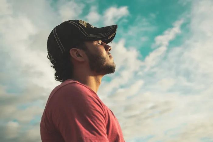 A man breathing