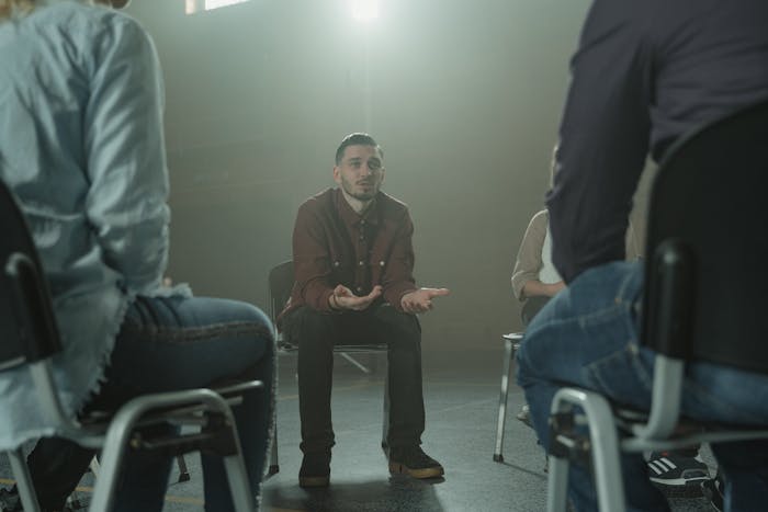 Man in therapy for drug and alcohol addiction