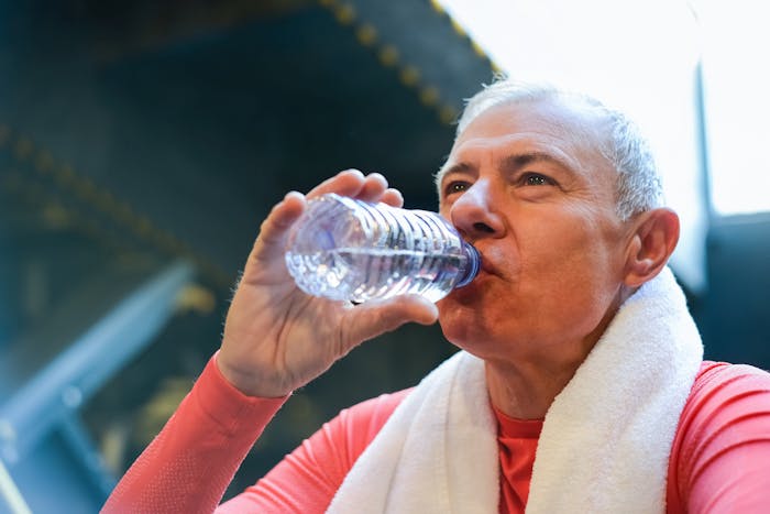 Man reducing alcohol intake, drinking water
